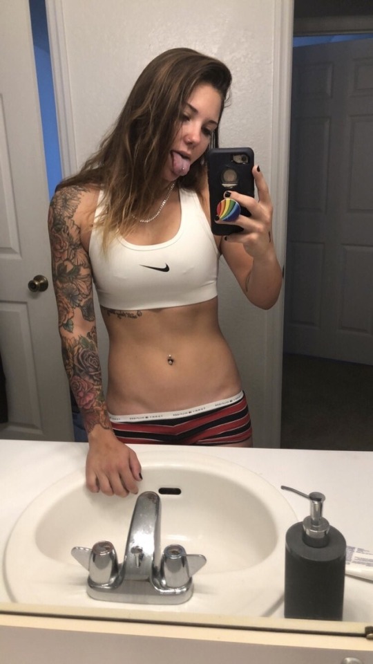 Tatted up babe selfie