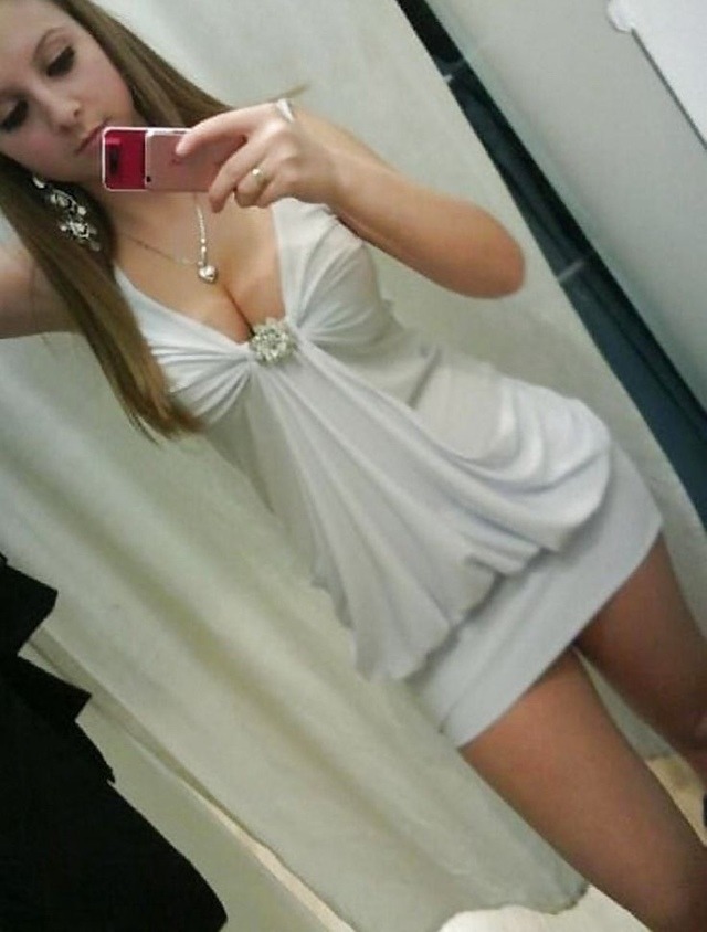 Sexy dress and cleavage selfie