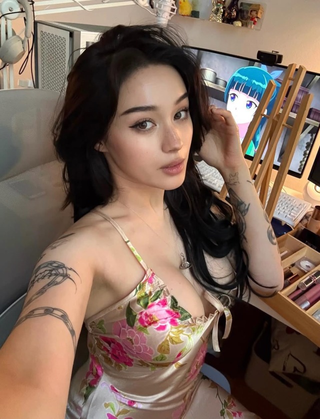 Silk dress selfie